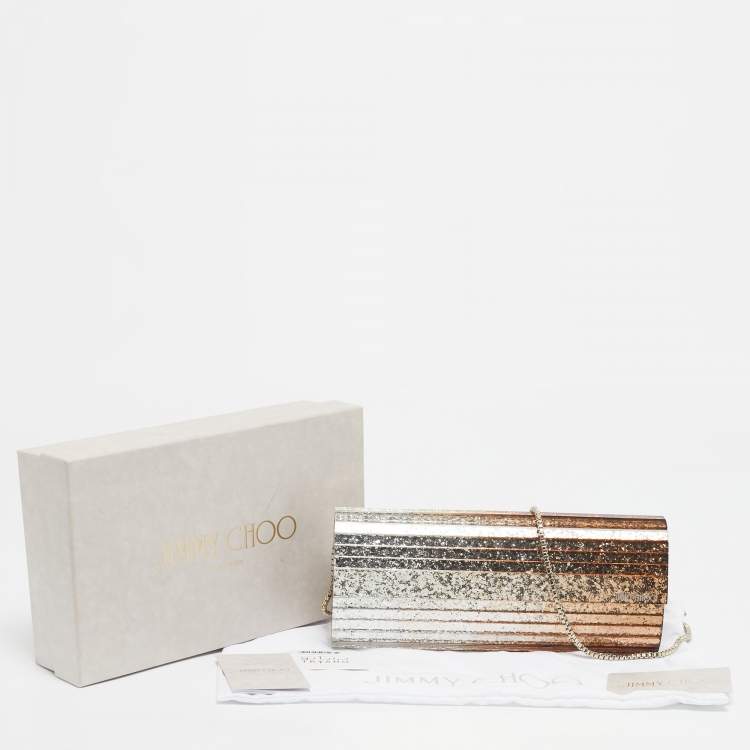 Pre Owned Jimmy Choo Gold Ombre Glitter Acrylic Sweetie Chain Clutch