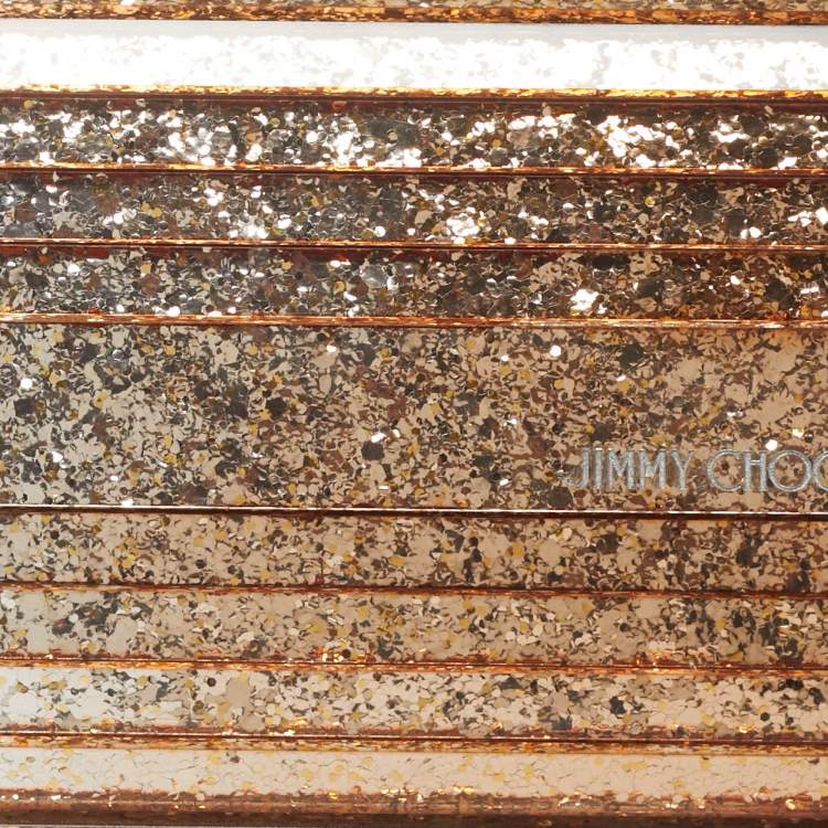 Pre Owned Jimmy Choo Gold Ombre Glitter Acrylic Sweetie Chain Clutch