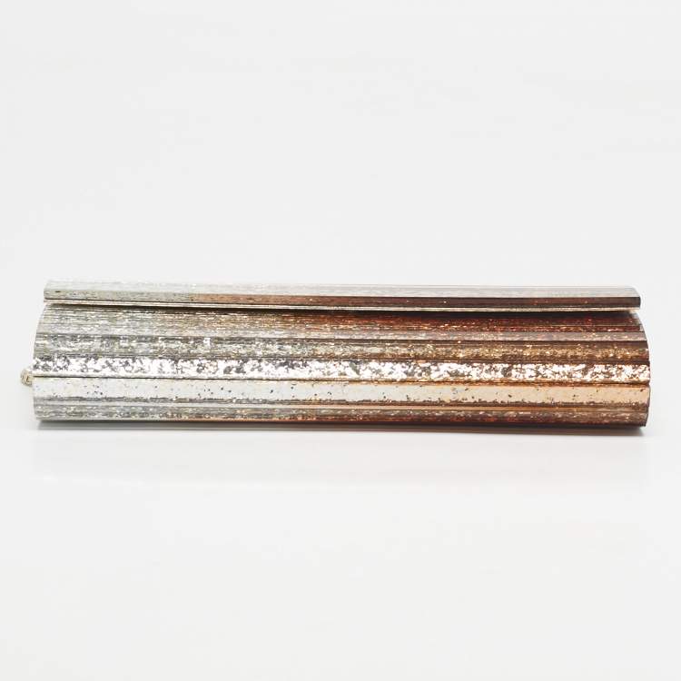 Pre Owned Jimmy Choo Gold Ombre Glitter Acrylic Sweetie Chain Clutch