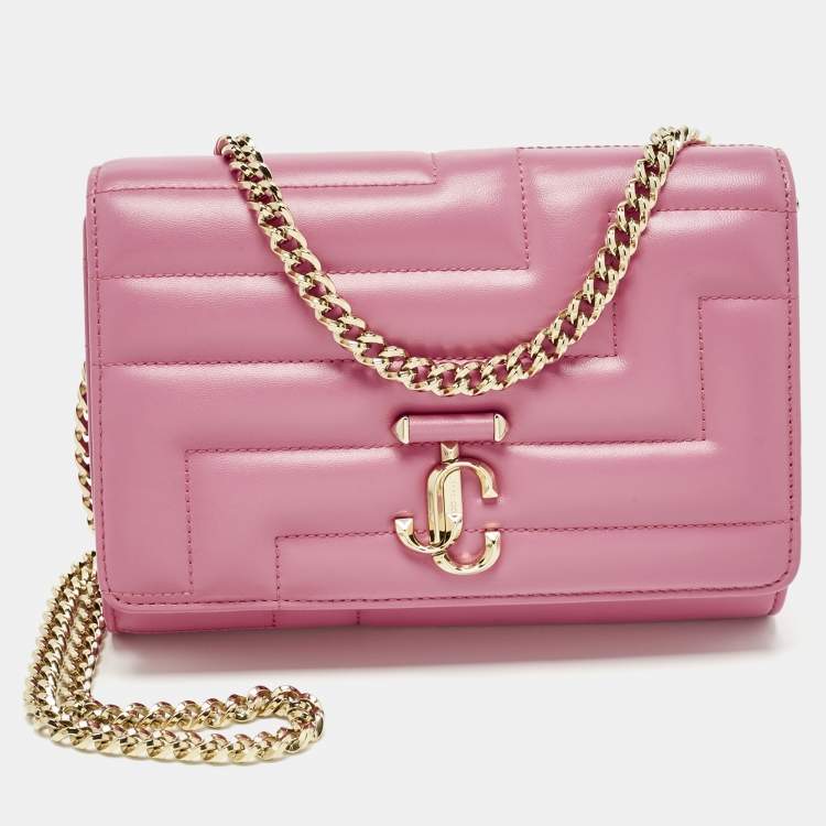 Pre Owned Jimmy Choo Pink Quilted Leather Varenne Chain Shoulder Bag
