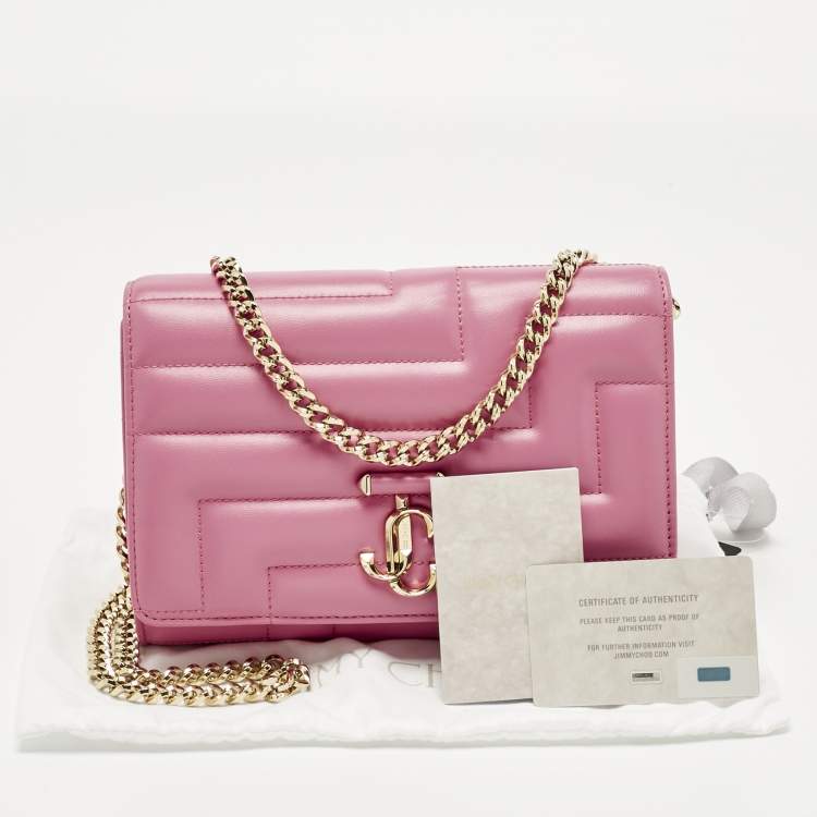 Pre Owned Jimmy Choo Pink Quilted Leather Varenne Chain Shoulder Bag