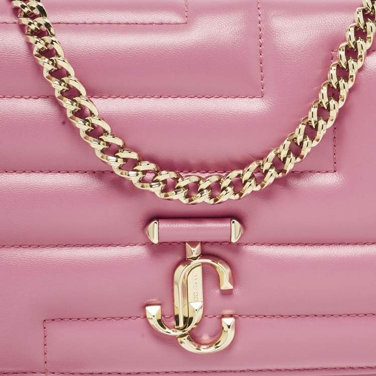 Pre Owned Jimmy Choo Pink Quilted Leather Varenne Chain Shoulder Bag