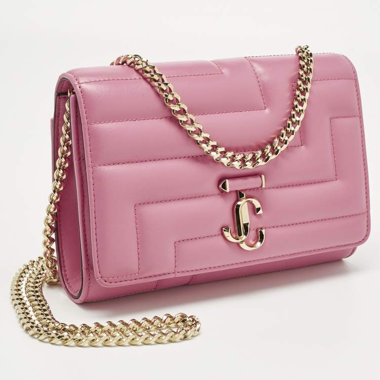 Pre Owned Jimmy Choo Pink Quilted Leather Varenne Chain Shoulder Bag