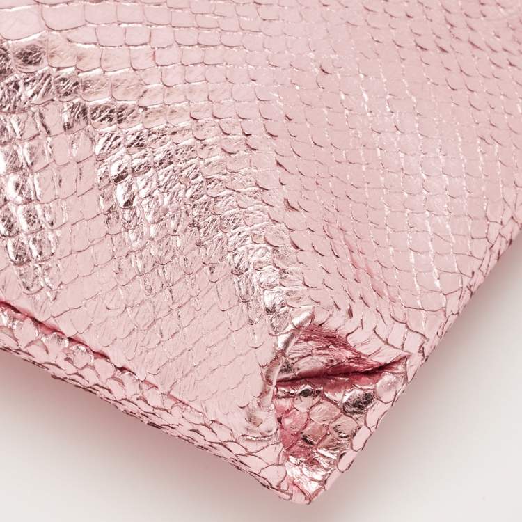 Pre Owned Jimmy Choo Metallic Pink Python Callie Clutch Bag