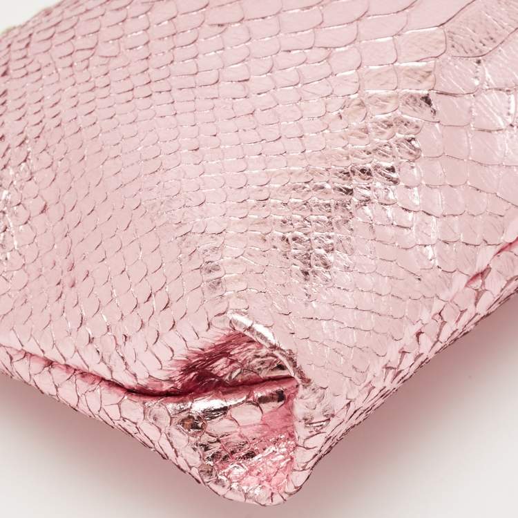 Pre Owned Jimmy Choo Metallic Pink Python Callie Clutch Bag