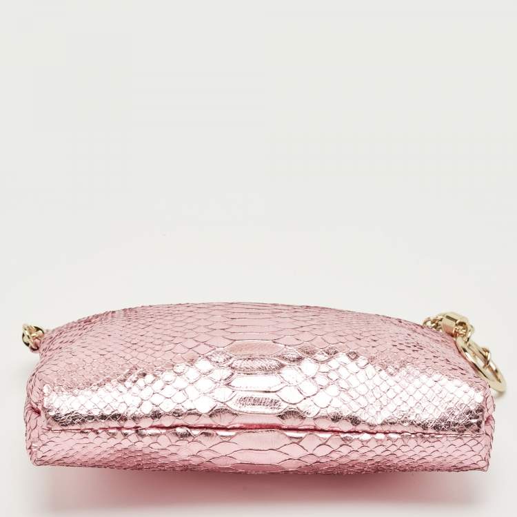 Pre Owned Jimmy Choo Metallic Pink Python Callie Clutch Bag