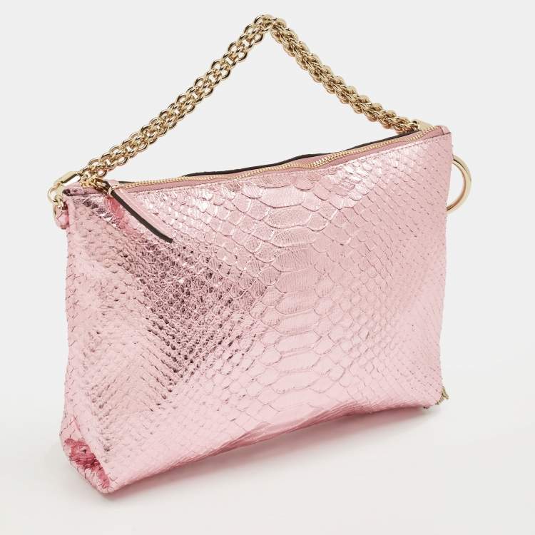 Pre Owned Jimmy Choo Metallic Pink Python Callie Clutch Bag