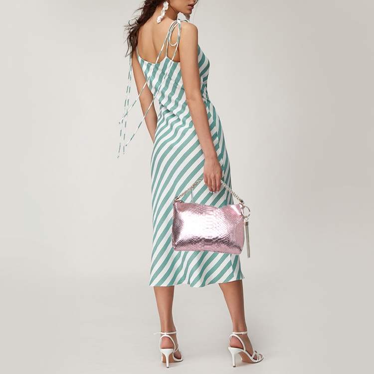 Pre Owned Jimmy Choo Metallic Pink Python Callie Clutch Bag