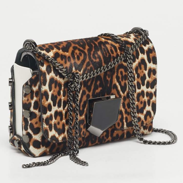 Pre Owned Jimmy Choo Multicolor Leopard Print Calf Hair Lockett Petite Shoulder Bag