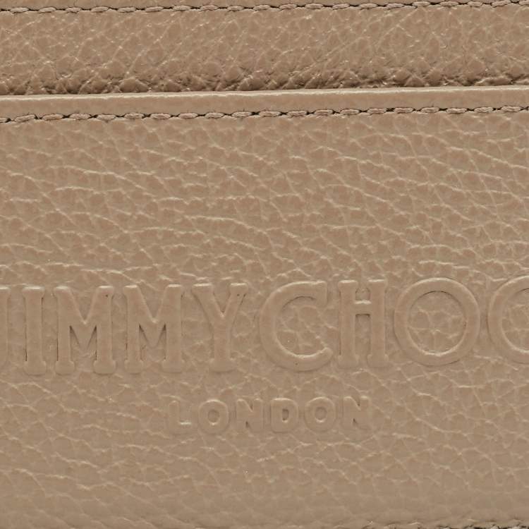 مملوكة مسبقًا Jimmy Choo Beige Leather Logo Embossed Card Holder