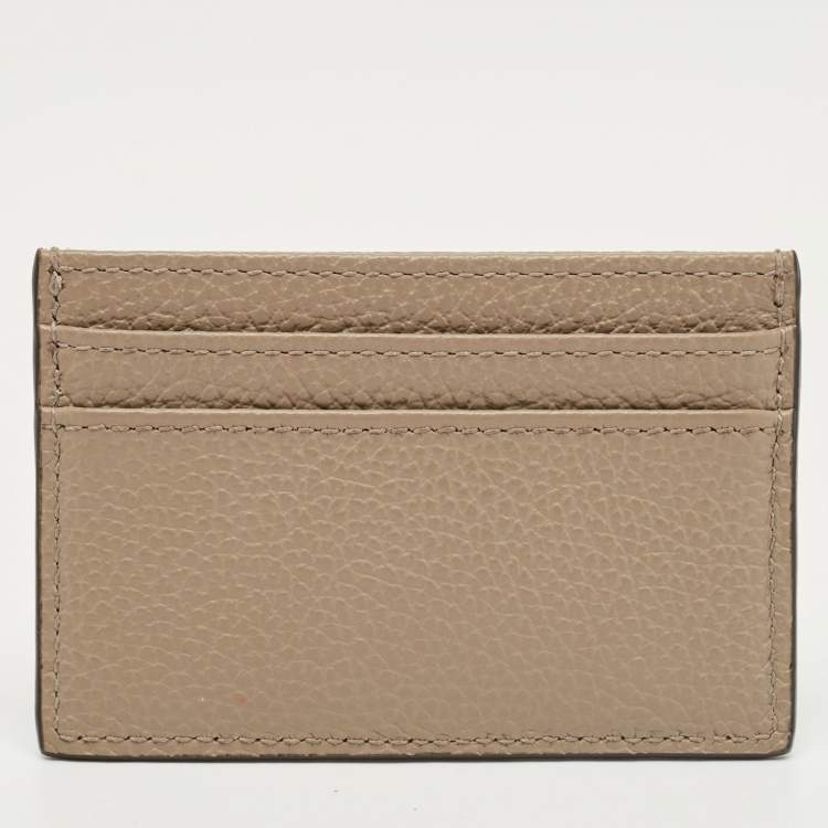 مملوكة مسبقًا Jimmy Choo Beige Leather Logo Embossed Card Holder