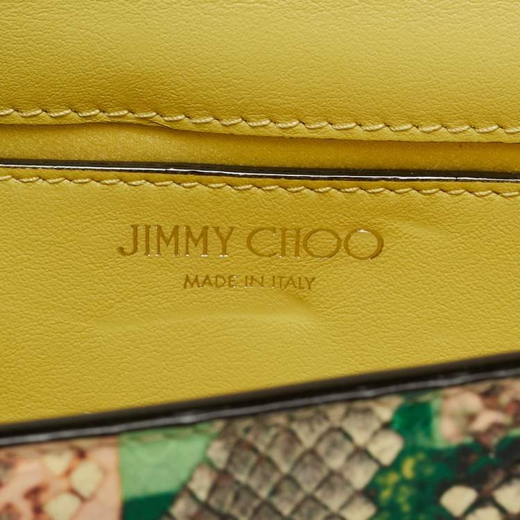 Pre Owned Jimmy Choo  Varenne Rainbow Snakeskin Embossed Leather Chain Clutch