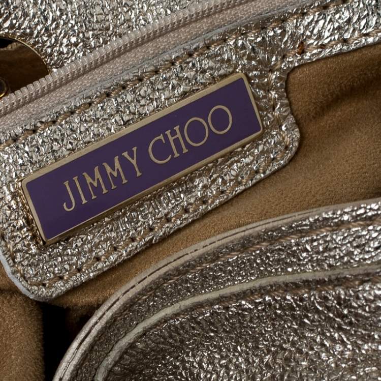 Pre Owned Jimmy Choo Gold Leather Malena Satchel