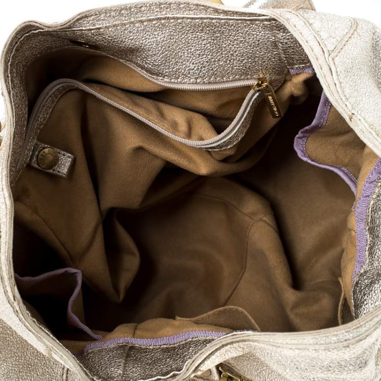 Pre Owned Jimmy Choo Gold Leather Malena Satchel