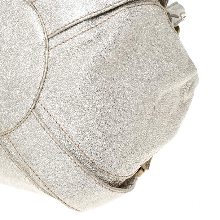Pre Owned Jimmy Choo Gold Leather Malena Satchel