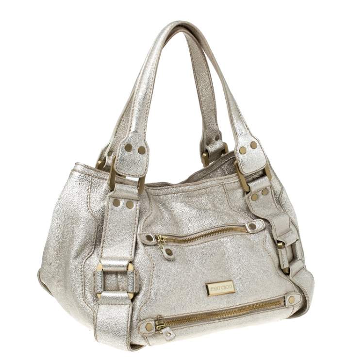 Pre Owned Jimmy Choo Gold Leather Malena Satchel
