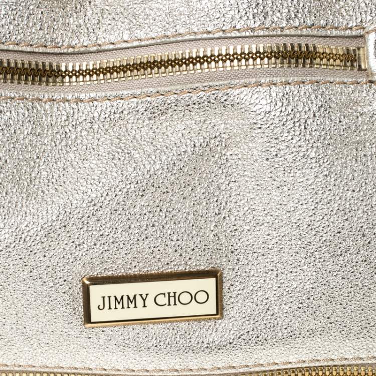 Pre Owned Jimmy Choo Gold Leather Malena Satchel