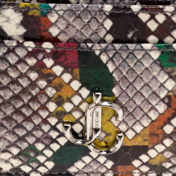 Pre Owned Jimmy Choo Multicolor Snakeskin Effect Leather Umika Rainbow Card Holder