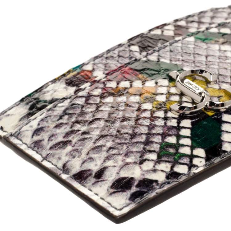 Pre Owned Jimmy Choo Multicolor Snakeskin Effect Leather Umika Rainbow Card Holder