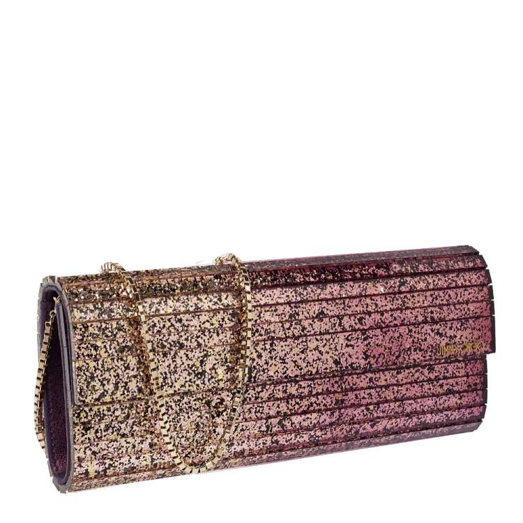 مملوكة مسبقًا Jimmy Choo Purple Ombre Glitter Acrylic Sweetie Chain Clutch