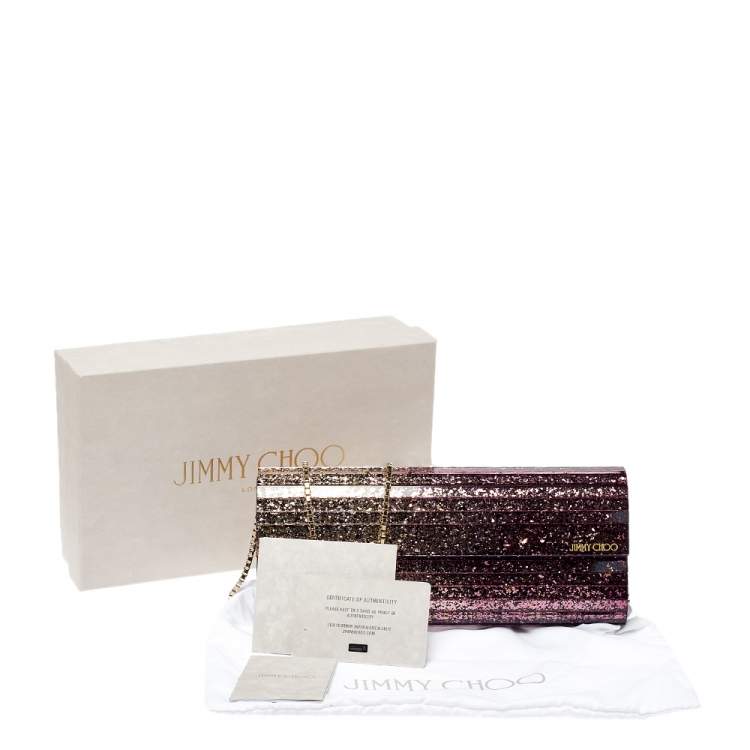 مملوكة مسبقًا Jimmy Choo Purple Ombre Glitter Acrylic Sweetie Chain Clutch