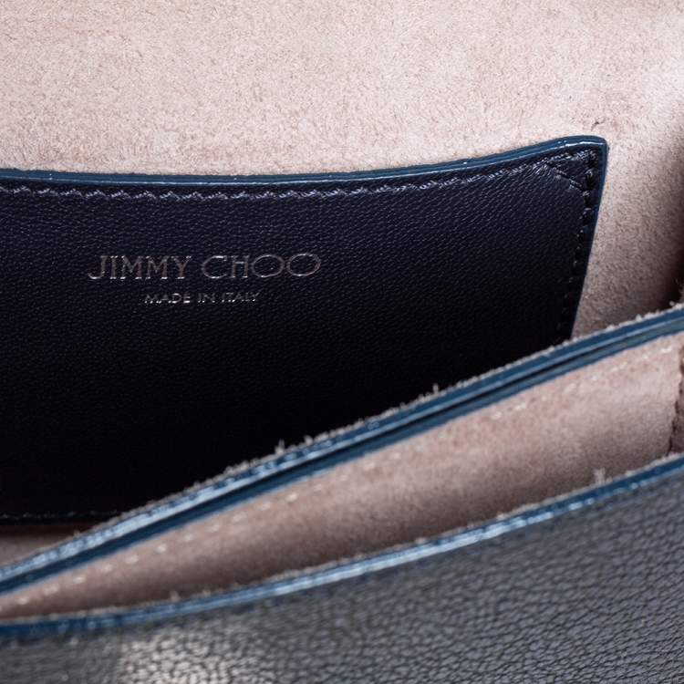 مملوكة مسبقًا Jimmy Choo Metallic Blue Leather Rebel Crossbody Bag