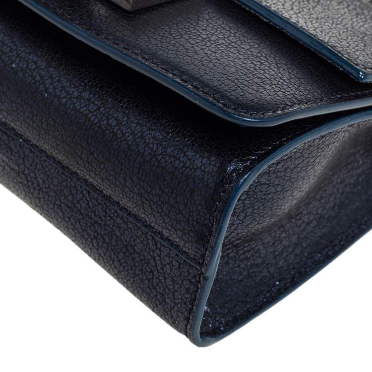 مملوكة مسبقًا Jimmy Choo Metallic Blue Leather Rebel Crossbody Bag
