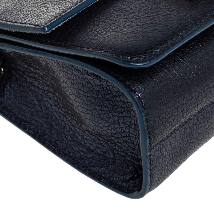 مملوكة مسبقًا Jimmy Choo Metallic Blue Leather Rebel Crossbody Bag