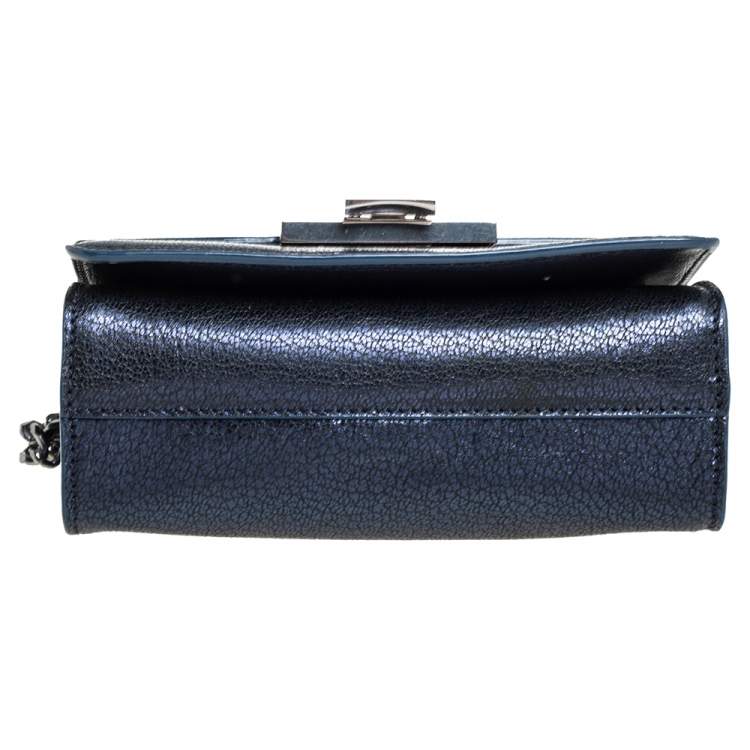 مملوكة مسبقًا Jimmy Choo Metallic Blue Leather Rebel Crossbody Bag