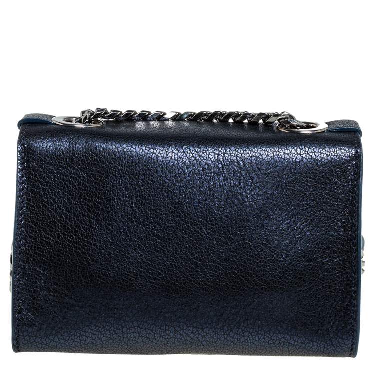مملوكة مسبقًا Jimmy Choo Metallic Blue Leather Rebel Crossbody Bag