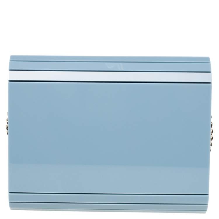 Pre Owned Jimmy Choo Pastel Blue Acrylic Candy Clutch Bag