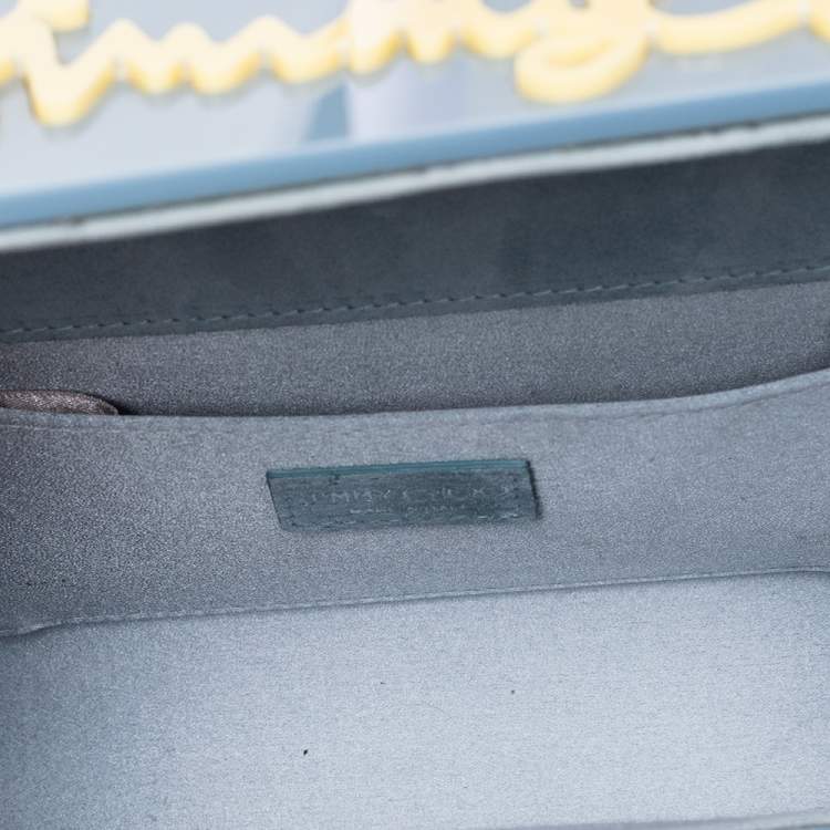 Pre Owned Jimmy Choo Pastel Blue Acrylic Candy Clutch Bag