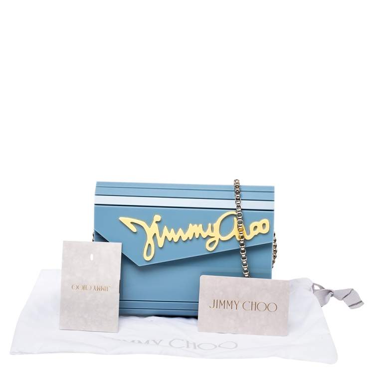 Pre Owned Jimmy Choo Pastel Blue Acrylic Candy Clutch Bag