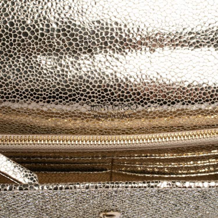 Pre Owned Jimmy Choo Silver Glitter Fabric Milla Chain Clutch