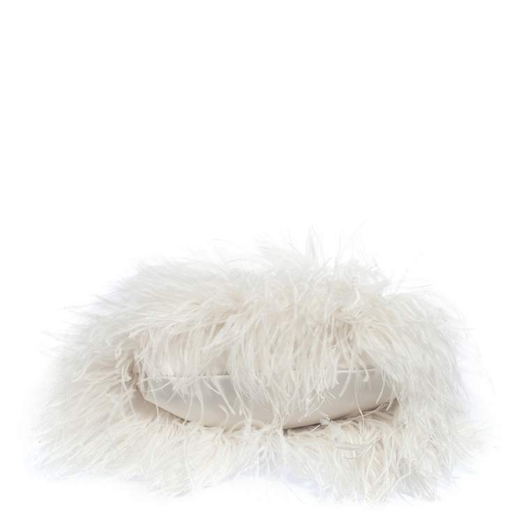 Pre Owned Jimmy Choo White Ostrich Feather Callie Clutch Bag