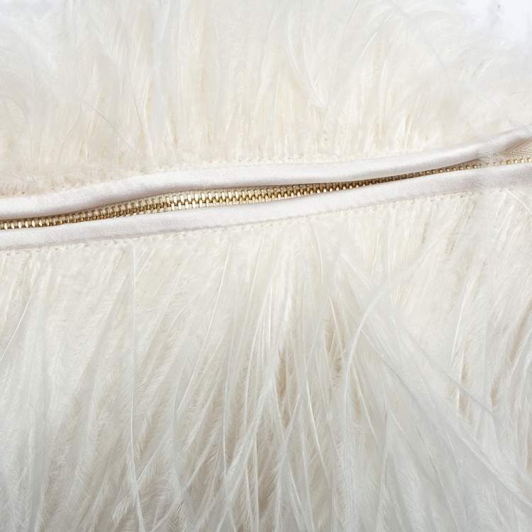 Pre Owned Jimmy Choo White Ostrich Feather Callie Clutch Bag