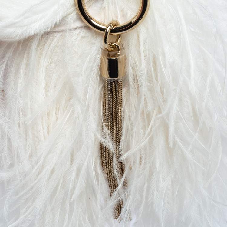 Pre Owned Jimmy Choo White Ostrich Feather Callie Clutch Bag
