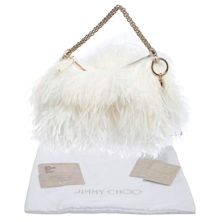 Pre Owned Jimmy Choo White Ostrich Feather Callie Clutch Bag