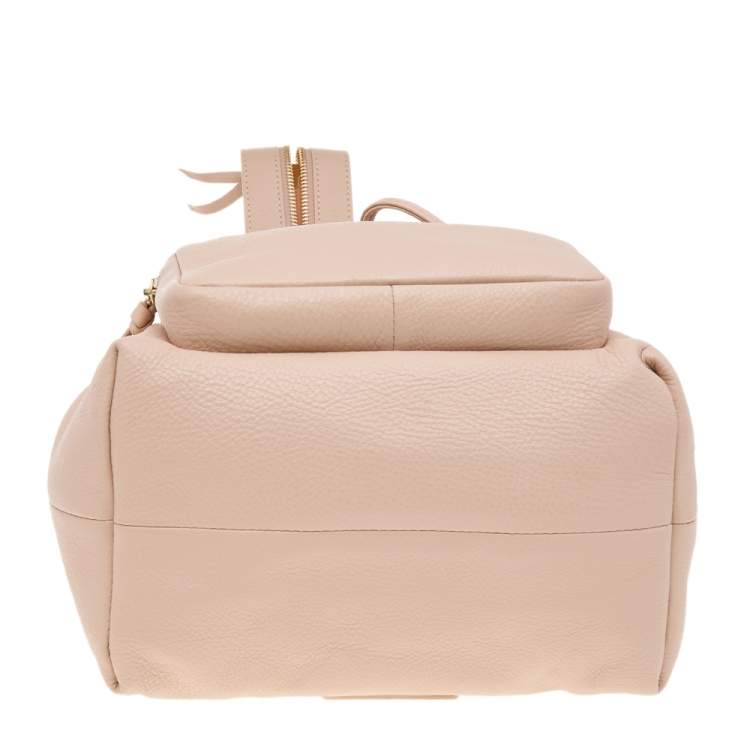 Pre Owned Jimmy Choo Beige Leather Drawstring Backpack
