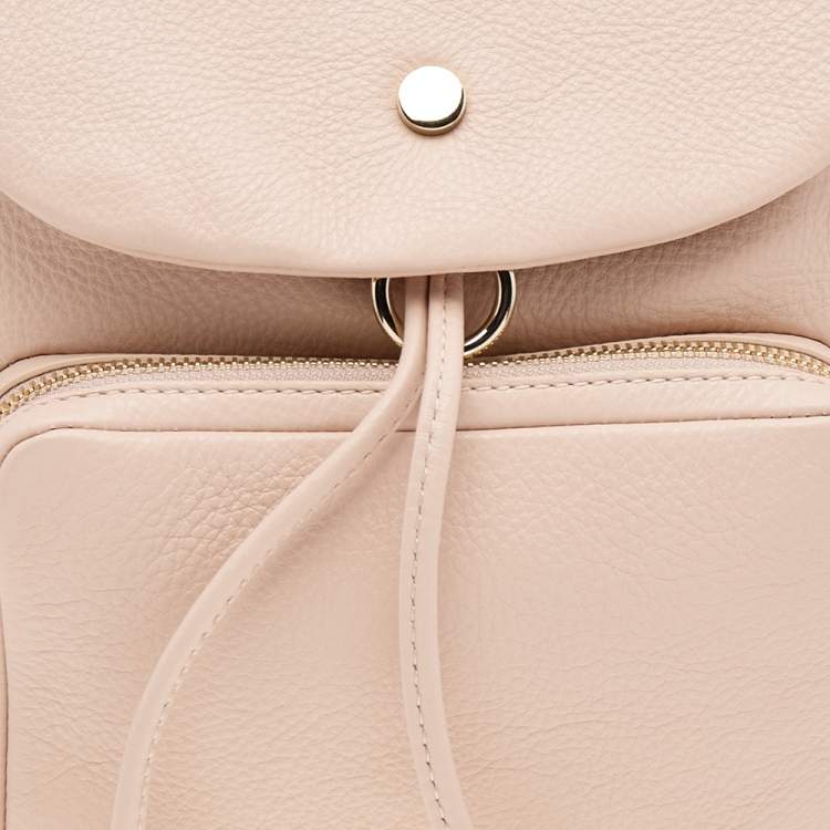 Pre Owned Jimmy Choo Beige Leather Drawstring Backpack
