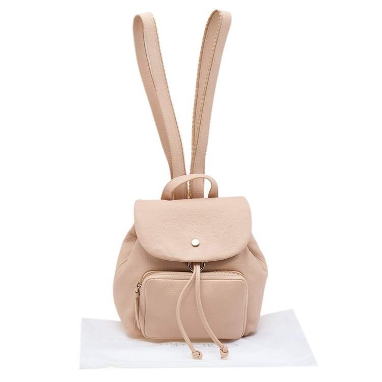 Pre Owned Jimmy Choo Beige Leather Drawstring Backpack