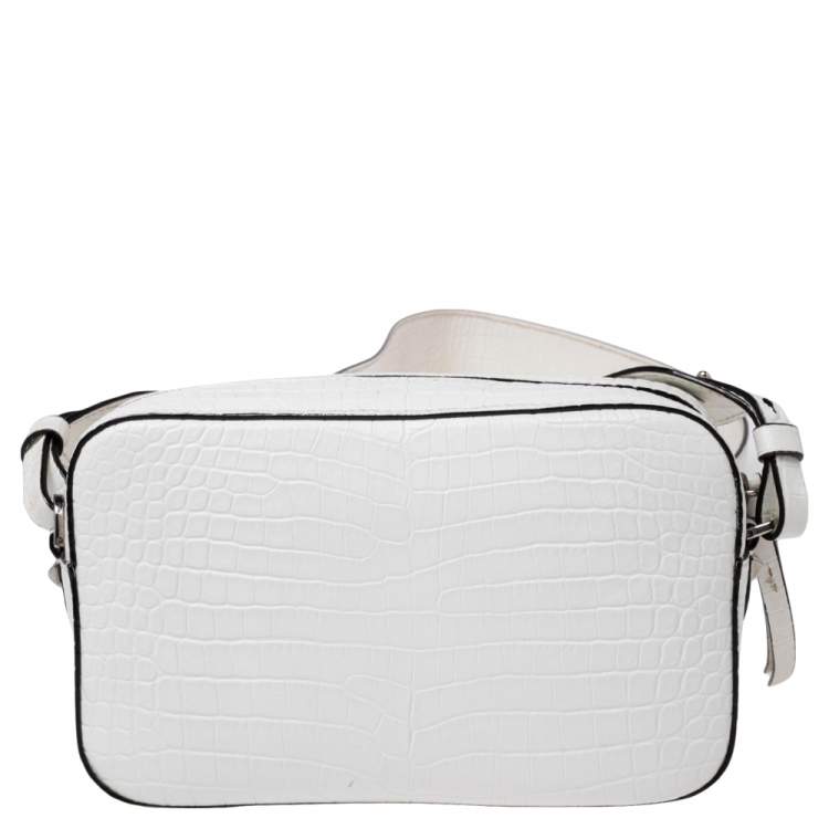 Pre Owned Jimmy Choo White Croc Embossed Leather Varenne Camera Bag 