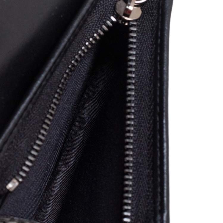 Pre Owned Jimmy Choo Black Croc Embossed Leather Hanne Crystals Compact Wallet