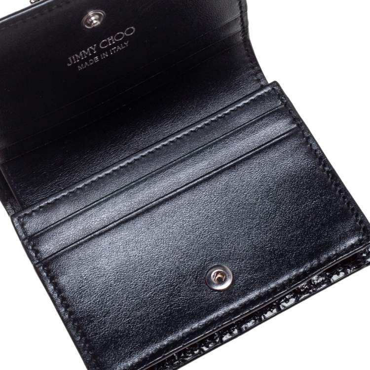 Jimmy Choo Black Croc Embossed Leather Hanne Crystals