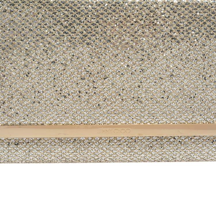 Pre Owned Jimmy Choo Pale Gold Glitter Milla Clutch