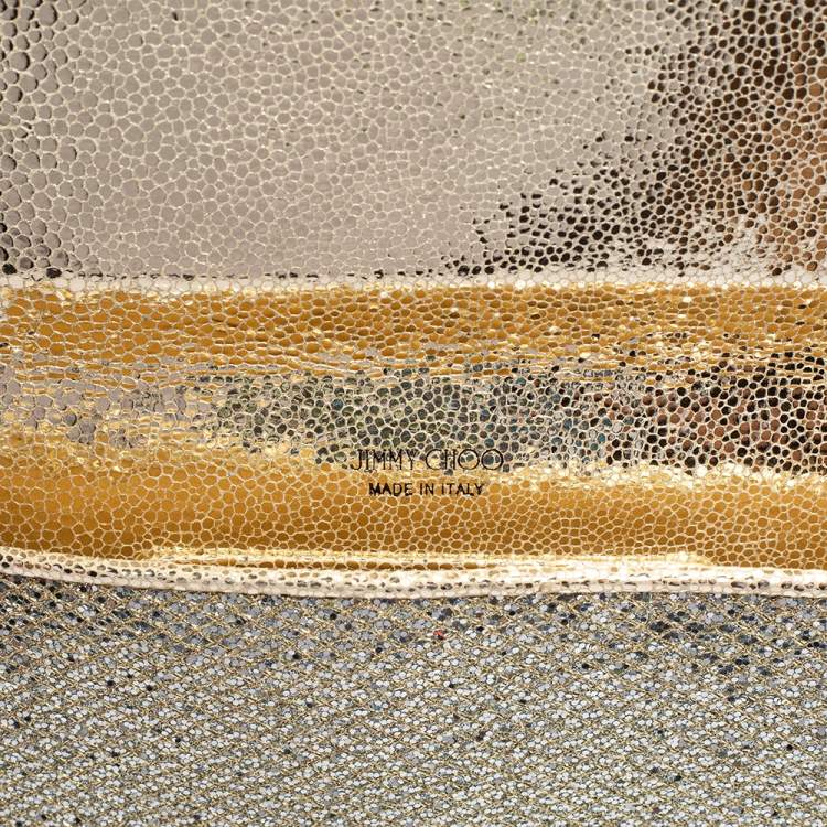 Pre Owned Jimmy Choo Pale Gold Glitter Milla Clutch