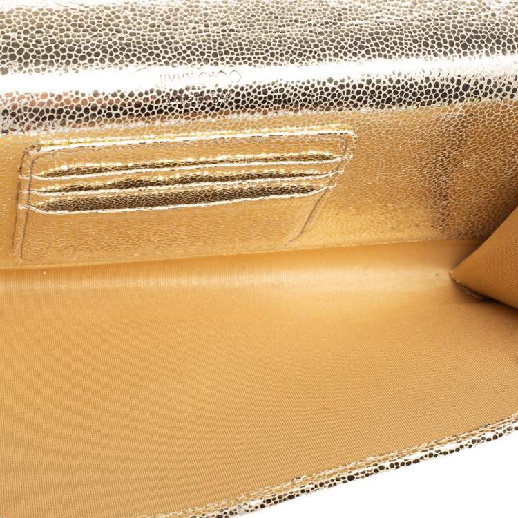 Pre Owned Jimmy Choo Pale Gold Glitter Milla Clutch