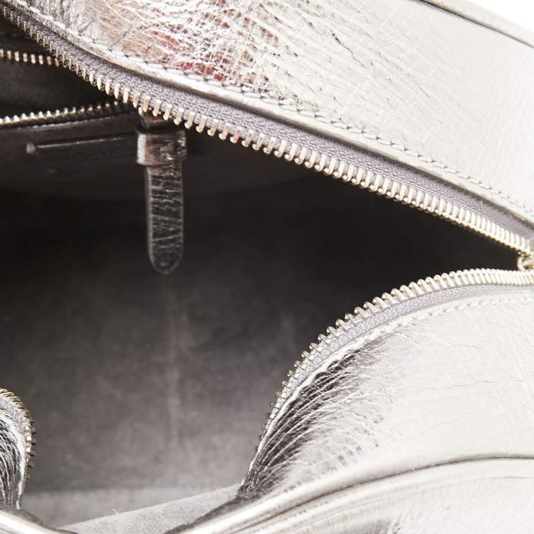 Pre Owned Jimmy Choo Silver Leather Small Varenne Bowler Bag