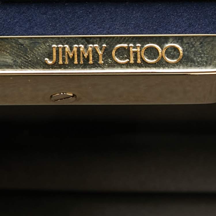 Pre Owned Jimmy Choo Navy Blue Satin Chain Clutch