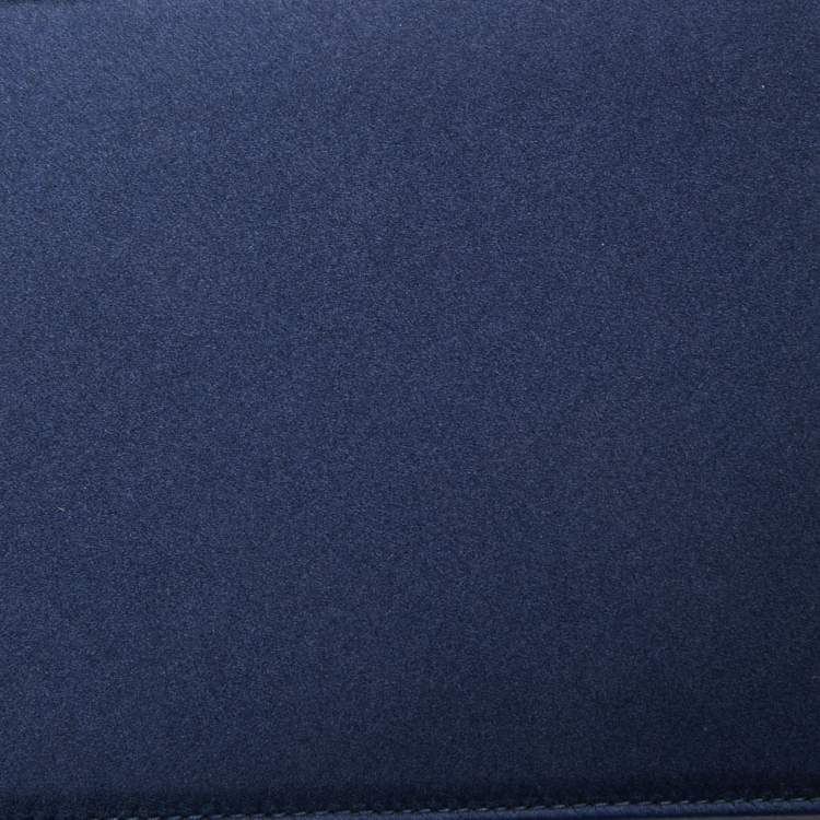 Pre Owned Jimmy Choo Navy Blue Satin Chain Clutch